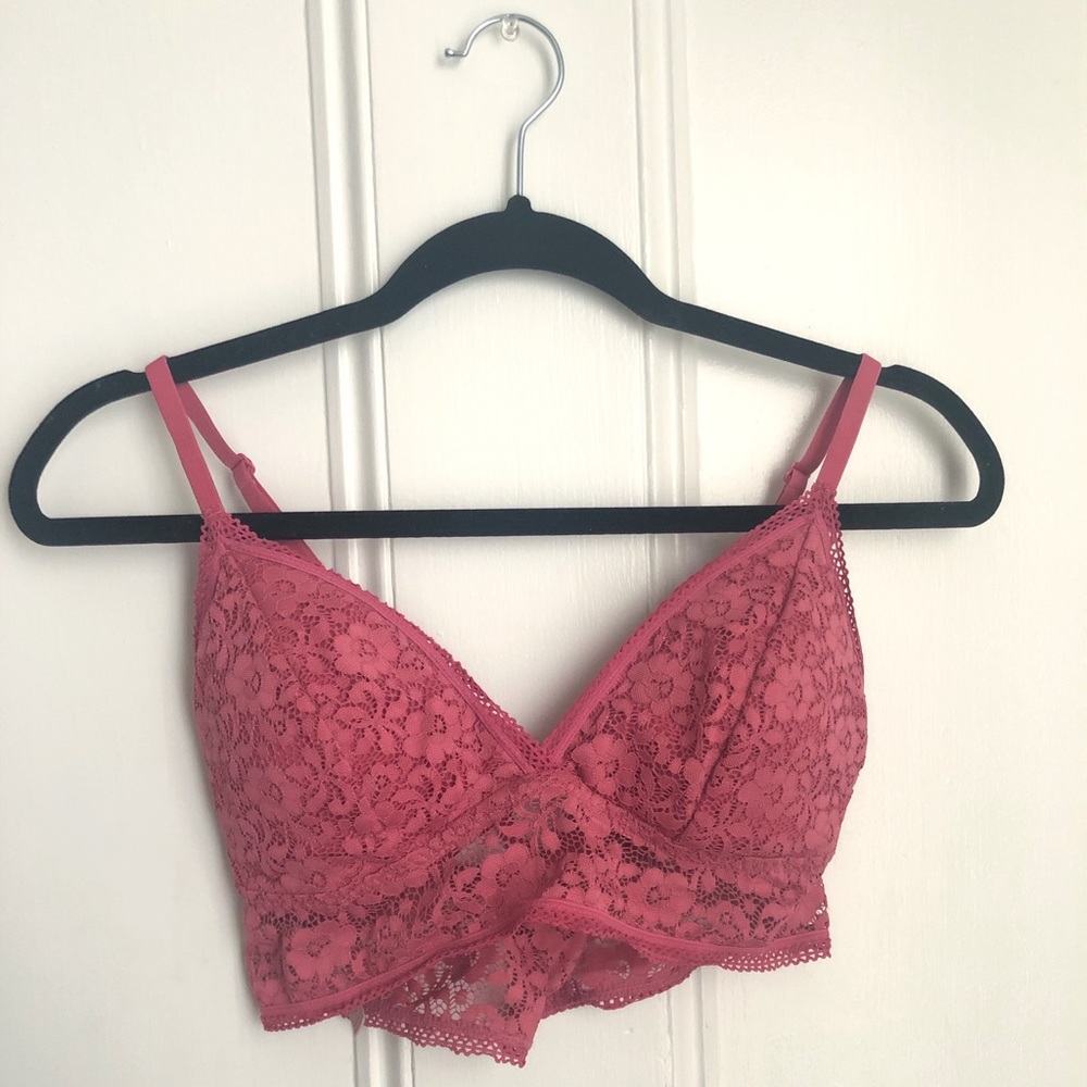 Pink Lace Longline Bralette